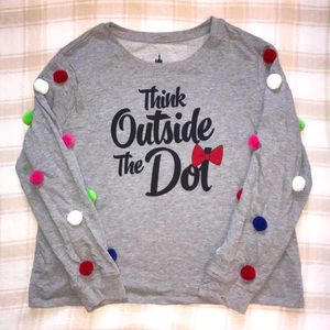 Disney Parks Minnie Mouse Pom Pom Long Sleeve Top